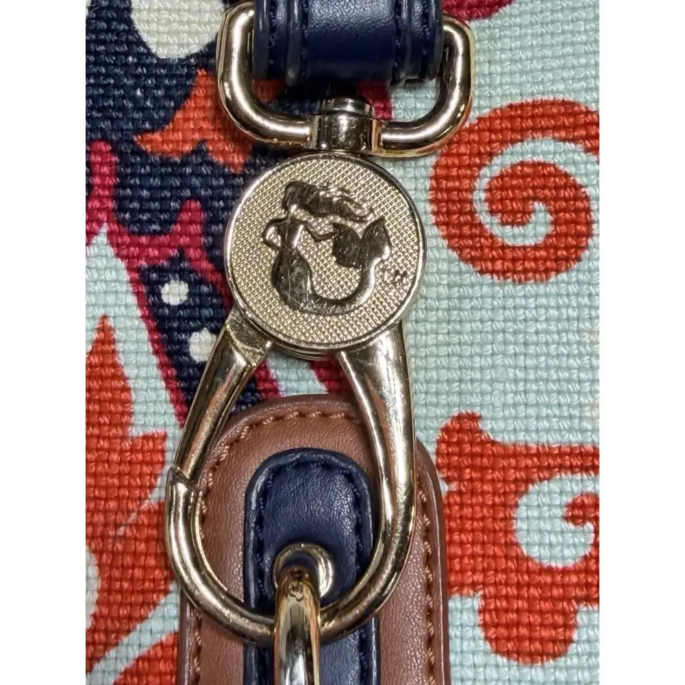 Spartina 449 Waving Mermaid Flower Pattern Leather Linen Tote Purse Shoulder Bag